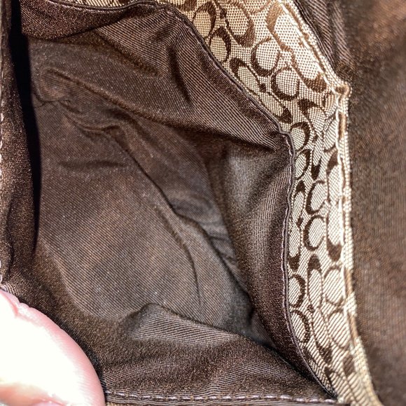 Coach Monogram Leather & Canvas Flap Wristlet - Picture 9 of 10